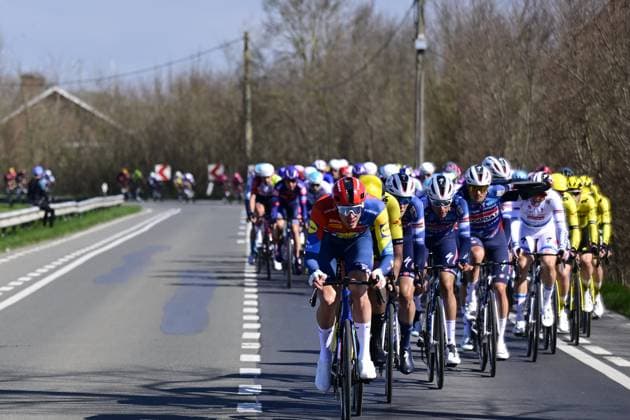Belgian Tim Declercq of Lidl-Trek rides in front of the pack during the Classic Brugge-De Panne men s elite one-day cycling race, 195,6 km from Brugge to De Panne, Wednesday 26 March 2025. DIRKxWAEM  x115859804x