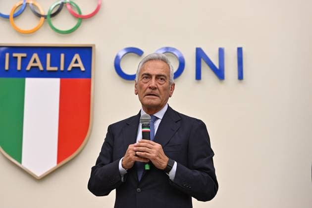 Foto IPP Roberto Ramaccia Roma 24 3 2025 Women 4 Football 2024 2025 Nella foto Gabriele Gravina Presidente della FIGC Italy Photo Press - World Copyright Roma italy Italia ITALY  Copyright: xR4924_italyphotopressx