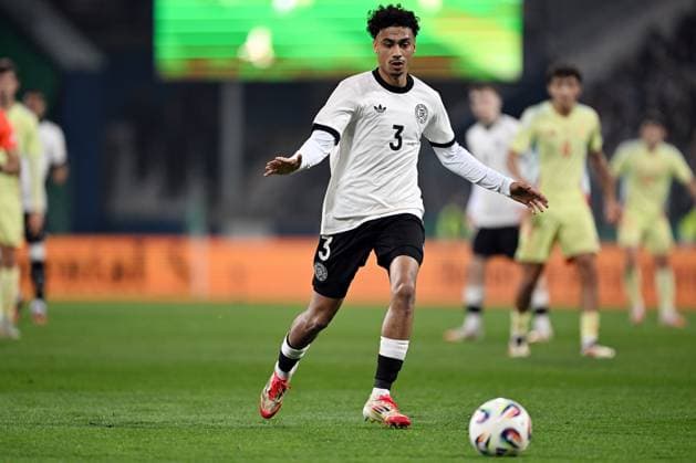 25.03.2025, xjhx, Fussball Länderspiel U21, U 21 Deutschland U21 - Spanien U21 v.l. Nathaniel Brown (Deutschland U21) FREISTELLER (DFL DFB REGULATIONS PROHIBIT ANY USE OF PHOTOGRAPHS as IMAGE SEQUENCES and or QUASI-VIDEO) Darmstadt
