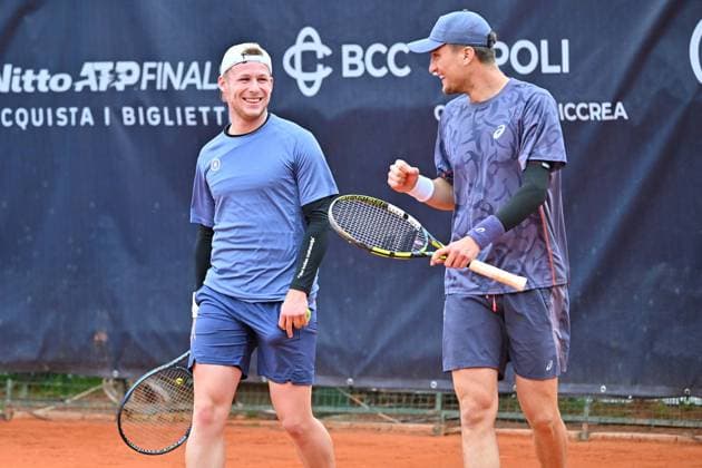 Foto IPP Felice De Martino Napoli 26 03 2025 Napoli Tennis Cup 2025 ATP, Tennis Herren Challenger Nella foto: Gauthier Onclin e Raphael Colligon Italy Photo Press World Copyright Napoli italy Italia ITALY  Copyright: xR4924_italyphotopressx