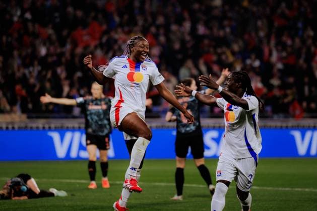 Lyon, France Kadidiatou Diani (11 Olympique Lyonnais) celebrates after scoring during the UEFA Womens Champions League quarter-final game between Olympique Lyonnais and Bayern Munich at Groupama Stadium in Lyon, France. (Pauline Figuet SPP) Copyright: xPaulinexFiguetx xSPPx spp-en-PaFiSp-PF_OLFCB2726