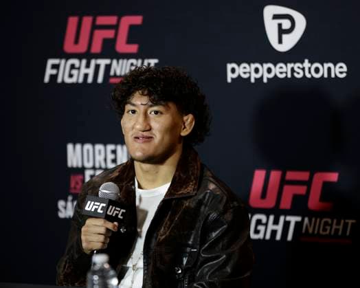 March 26, 2025, Mexico City, Mexico, MEX: RAUL ROSAS JR. speaks to the media during Media Day for UFC Fight Night Mexico City at the InternContinental Mexico City hotel in Mexico City, MX. Mexico City MEX - ZUMAs346 20250326_zsp_s346_003 Copyright: xAlejandroxSalazarx