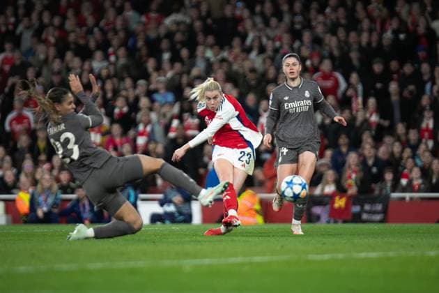 UEFA Women™s Champions League Quarter Final - Arsenal Women and Real Madrid Femenino LONDON, ENGLAND - MARCH 26: during the UEFA Women™s Champions League Quarter Final match between Arsenal Women and Real Madrid Femenino at Emirates Stadium on March 26, 2025 in London, England London United Kingdom Copyright: xNinaxFarooqix