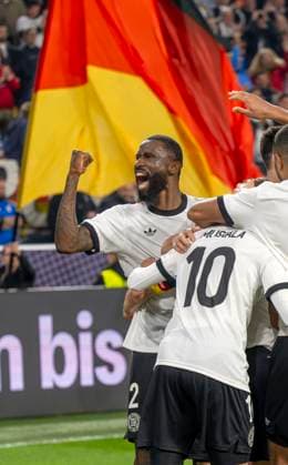 23.03.2025, Fussball UEFA Nations League 2024 25, Viertelfinale, Deutschland - Italien, in Dortmund, Signal-Iduna-Stadion, Torjubel Antonio Rüdiger (Deutschland)