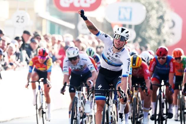 Dutch Lorena Wiebes of SD Worx-Protime celebrates after winning the Classic Brugge-De Panne women s elite one-day cycling race, 152,7 km from Brugge to De Panne, Thursday 27 March 2025. KURTxDESPLENTER  x116234627x