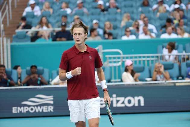 March 27, 2025, Miami Gardens, Florida, United States Of America: MIAMI GARDENS, FL - MARCH 27: Novak Djokovic of Serbia defeats Sebastian Korda of the United States match on Day 10 of the Miami Open at Hard Rock Stadium on March 27, 2025 in Miami Gardens, Florida..People: Sebastian Korda Miami Gardens United States Of America - ZUMAs214 20250327_ada_s214_196 Copyright: xSMGx