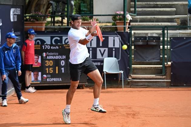 Federico Arnabolsj (Ita) during the match ATP, Tennis Herren Challenger Napoli Mens S Singles quarter on March 28, 2024 at Tennis Club in Napoli, Italy  Copyright: xAndreaxRosito IPAxSportx xipa-agency.netx xx IPA_55818451 IPA_Agency_IPA55818451