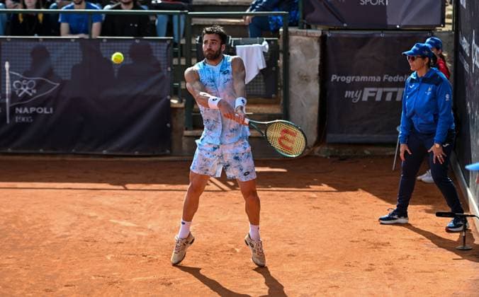 TENNIS - Eventi nazionali - Tennis Napoli Cup Andrea Pellegrino during the match ATP, Tennis Herren Challenger Napoli Mens S Singles quarter on March 28, 2024 at Tennis Club in Napoli, Italy Napoli Italy  Copyright: xIPAxSport ABACAx