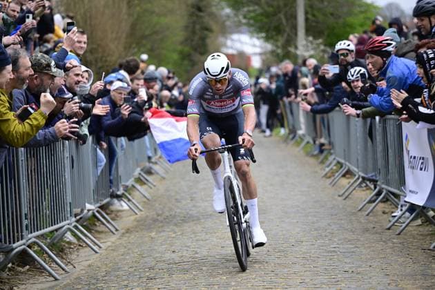 Dutch Mathieu van der Poel of Alpecin-Deceuninck pictured in action during the E3 Saxo Bank Classic one day cycling race, 208,8 km from and to Harelbeke, on Friday 28 March 2025. DIRKxWAEM  x116549351x