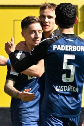 Paderborn, Home Deluxe Arena, 29.03.25, GER, Herren, 2.Bundesliga, Saison 2024-2025, SC Paderborn 07 - 1.FC Koeln Bild: Marvin MEHLEM (Paderborn) jubelt nach seinem Tor zum 1:0 DFL regulations prohibit any use of photographs as image sequences and or quasi-video. NRW Deutschland