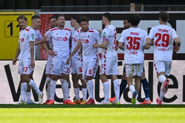 Paderborn, Home Deluxe Arena, 29.03.25, GER, Herren, 2.Bundesliga, Saison 2024-2025, SC Paderborn 07 - 1.FC Koeln Bild: Imasd RONDIC (Koeln) jubelt nach seinem Tor zum 1:1 DFL regulations prohibit any use of photographs as image sequences and or quasi-video. NRW Deutschland