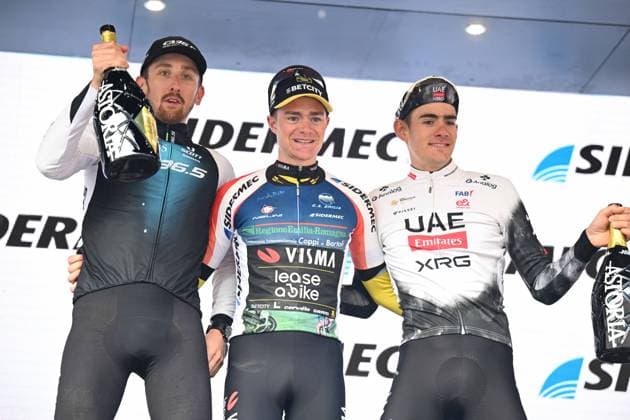 29-03-2025 Settimana Internazionale Coppi E Bartali; Tappa 05 Brisighella - Forli; 2025, Visma - Lease A Bike; 2025, Q36.5; 2025, Uae Team Emirates - Xrg; Tulett, Ben; Donovan, Mark; Arrieta, Igor; Forli; 