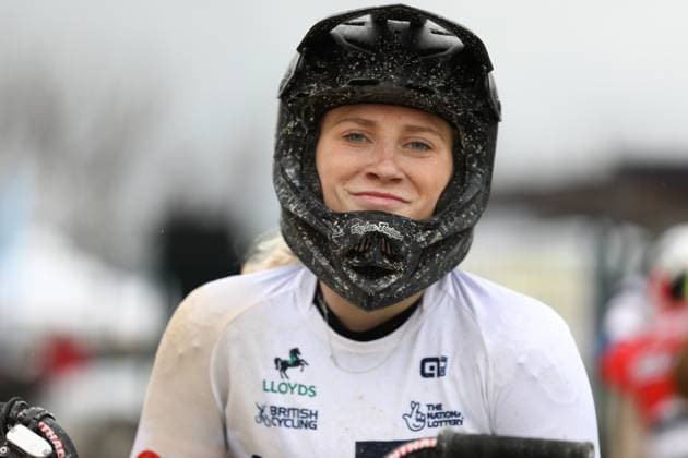 March 29, 2025, Verona, Veneto, Italy: SIENNA HARVEY of Great Britain reacts after her crash in the Women Under 23 Final of the UEC BMX European Cup Round 1 in Verona, Italy Verona Italy - ZUMAc179 20250329_zep_c179_105 Copyright: xMickaelxChavetx