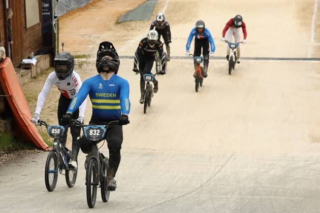 March 29, 2025, Verona, Veneto, Italy: JESPER WAHLBERG of Sweden is second in the Men Junior Final of the UEC BMX European Cup Round 1 in Verona, Italy Verona Italy - ZUMAc179 20250329_zep_c179_117 Copyright: xMickaelxChavetx