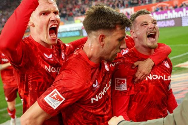 29.03.2025, xmohx, Fussball 2.Bundesliga, 1.FC Kaiserslautern - Fortuna Duesseldorf v.l. Marlon Ritter (Kaiserslautern) bejubelt das 1-0 (DFL DFB REGULATIONS PROHIBIT ANY USE OF PHOTOGRAPHS as IMAGE SEQUENCES and or QUASI-VIDEO) Kaiserslautern