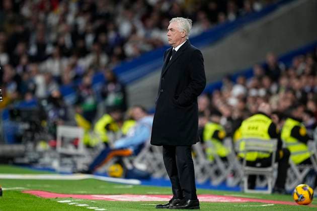 Carlo Ancelotti Head coach (Real Madrid CF) looks on during the LaLiga match between Real Madrid and CD LeganÃ s at Santiago BernabÃ u on March 29, 2025 in Madrid, Spain. (Photo by Manu Reino DeFodi Images)