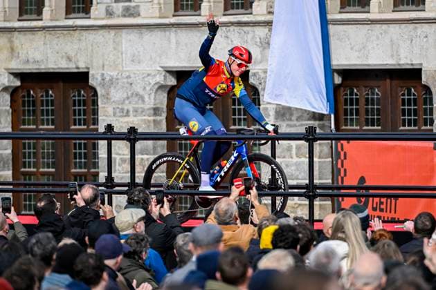 Gent - Wevelgem in Flanders Fields 2025 WEVELGEM, BELGIUM - MARCH 27 : Pedersen Mads (DEN) of Lidl - Trek on stage before the start of the race pictured during 87th edition of the UCI World Tour Gent - Wevelgem in Flanders Fields cycling race for Men Elite with start in Ieper and finish in Wevelgem after 250 km on March 27, 2025 in Wevelgem, Belgium, 27 03 2025 Wevelgem Belgium  Copyright: xJanxDexMeuleneirx
