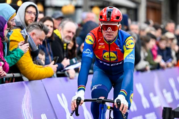 Gent - Wevelgem in Flanders Fields 2025 WEVELGEM, BELGIUM - MARCH 27 : Pedersen Mads (DEN) of Lidl - Trek on stage before the start of the race pictured during 87th edition of the UCI World Tour Gent - Wevelgem in Flanders Fields cycling race for Men Elite with start in Ieper and finish in Wevelgem after 250 km on March 27, 2025 in Wevelgem, Belgium, 27 03 2025 Wevelgem Belgium  Copyright: xJanxDexMeuleneirx