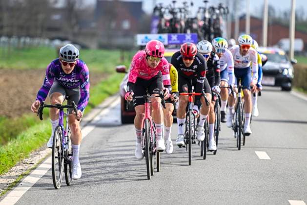 Gent - Wevelgem in Flanders Fields 2025 WEVELGEM, BELGIUM - MARCH 30 : Sutterlin Jasha (GER) of Team Jayco AlUla and Walker Max (GBR) of EF Education - Easypost in the escape pack pictured during 87th edition of the UCI World Tour Gent - Wevelgem in Flanders Fields cycling race for Men Elite with start in Ieper and finish in Wevelgem after 250 km on March 30, 2025 in Wevelgem, Belgium, 30 03 2025 ( Motordriver Guy De Vuyst - Wevelgem Belgium  Copyright: xNicoxVereeckenx