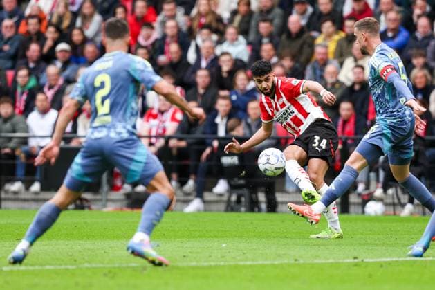 2025-03-30 PSV v AFC Ajax - Dutch Eredivisie EINDHOVEN, NETHERLANDS - MARCH 30: Ismael Saibari of PSV during the Dutch Eredivisie match between PSV and AFC Ajax at Philips Stadion on March 30, 2025 in Eindhoven, Netherlands. Eindhoven Philips Stadion Netherlands Content not available for redistribution in The Netherlands directly or indirectly through any third parties. Copyright: xBenxGalx