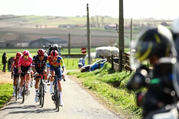 Danish Mads Pedersen of Lidl-Trek pictured in action during the men elite Gent-Wevelgem - In Flanders Fields one day cycling race, 250.3 km from Ieper to Wevelgem, Sunday 30 March 2025. DAVIDxPINTENS  x117222615x