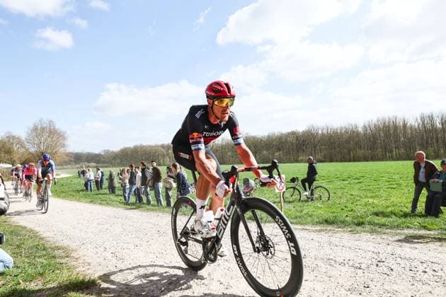 Italian Matteo Trentin of Tudor Pro Cycling Team pictured in action on the plugstreets during the men elite Gent-Wevelgem - In Flanders Fields one day cycling race, 250.3 km from Ieper to Wevelgem, Sunday 30 March 2025. DAVIDxPINTENS  x117225323x