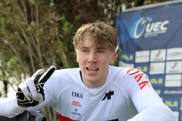 March 30, 2025, Verona, Veneto, Italy: MARK LUTHI of Switzerlands reacts to winning the Men Junior final of the UEC BMX European Cup Round 2 in Verona, Italy Verona Italy - ZUMAc179 20250330_zep_c179_051 Copyright: xMickaelxChavetx