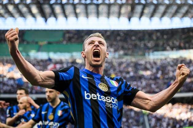 Bilder des Jahres 2025, Sport 03 März Sport Themen der Woche KW13 Sport Bilder des Tages FC Internazionale v Udinese Calcio - Serie A Davide Frattesi of FC Internazionale celebrates after scoring the opening goal during the Serie A football match between FC Internazionale and Udinese Calcio. Milan Italy Copyright: xNicolòxCampox