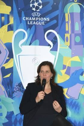 Verena Dietl Buergermeisterin Muenchen 01.04.2025 Coubertin im Olympiapark, Am 28. 05.2025 startet das Champions Festival im Olympiapark und das Highlight des Rahmenprogramms rund um das Finale der UEFA Champions League 2025 am 31. Mai in Muenchen.