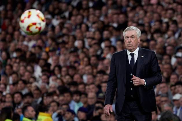 April 2, 2025, Madrid, Madrid, Spain: Real Madrid head coach Carlo Ancelotti during the Spanish King s Cup football match between Real Madrid CF v Real Sociedad at Santiago Bernabeu Stadium in Madrid, Spain, April 1, 2025 Madrid Spain - ZUMAa206 20250402_zsp_a206_027 Copyright: xRubenxAlbarranx