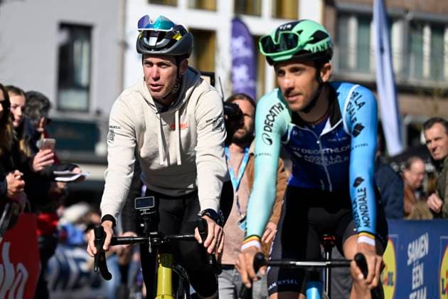 Dwars door Vlaanderen 2025 - Men Elite WAREGEM, BELGIUM - APRIL 02 : Wallays Jelle pictured during the 79th edition of the UCI World Tour Dwars door Vlaanderen Men Elite cycling race with start in Roeselare and finish in Waregem after 184,2 km on April 2, 2025 in Waregem, Belgium, 02 04 2025 ( motor drive Kenny Verfaillie - Waregem Belgium  Copyright: xJanxDexMeuleneirx