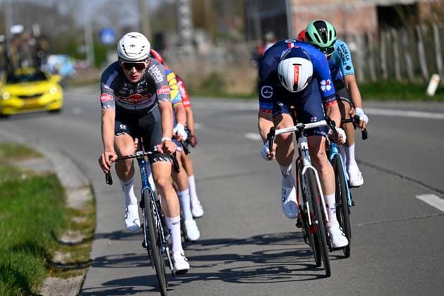 Dwars door Vlaanderen 2025 - Men Elite WAREGEM, BELGIUM - APRIL 02 : Del Grosso Tibor (HUN) of Alpecin - Deceuninck pictured during the 79th edition of the UCI World Tour Dwars door Vlaanderen Men Elite cycling race with start in Roeselare and finish in Waregem after 184,2 km on April 2, 2025 in Waregem, Belgium, 02 04 2025 ( motor drive Kenny Verfaillie - Waregem Belgium  Copyright: xJanxDexMeuleneirx