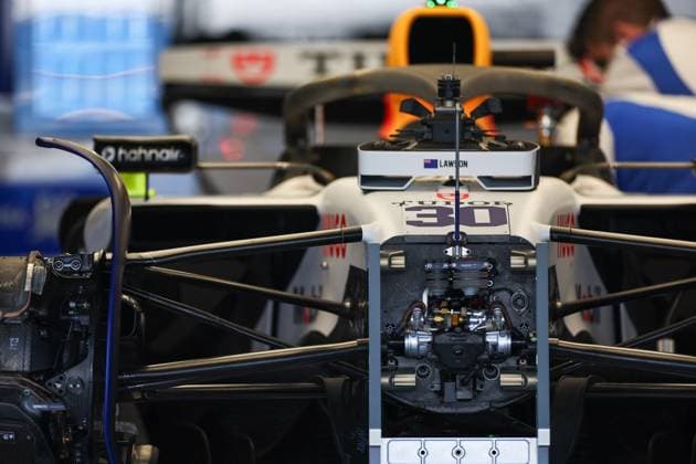 F1 Grand Prix Of Japan - Previews Liam Lawson s VCARB02 car is present in the garage during previews ahead of the F1 Grand Prix of Japan at Suzuka Circuit in Suzuka, Japan, on April 3, 2025. Suzuka Mie Japan  Copyright: xPaddockerx originalFilename:paddocker-f1grandp250403_npMAL.jpg