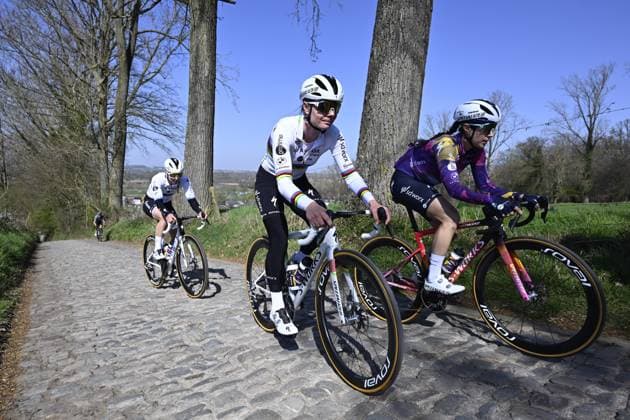 Belgian Lotte Kopecky of SD Worx-Protime pictured during a track reconaissance ahead of the Ronde van Vlaanderen Tour des Flandres Tour of Flanders cycling race, Thursday 03 April 2025. The 109th edition of the cycling race will take place on Sunday 06 April. DIRKxWAEM  x118615487x