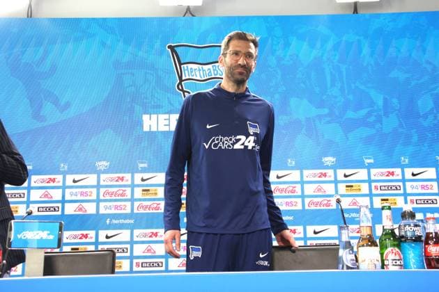 DEU, DFL, 2. FBL Hertha BSC, PK, 03.04.2025, Sportforum, Berlin, DEU, DFL, 2. FBL Hertha BSC, PK, im Bild Co-Trainer Andre Mijatovic (Hertha BSC Berlin) DFL - regulations prohibit any use of Photographs as image sequences and or quasi-video Foto: Juergen Engler nordphoto GmbH