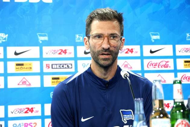 DEU, DFL, 2. FBL Hertha BSC, PK, 03.04.2025, Sportforum, Berlin, DEU, DFL, 2. FBL Hertha BSC, PK, im Bild Co-Trainer Andre Mijatovic (Hertha BSC Berlin) DFL - regulations prohibit any use of Photographs as image sequences and or quasi-video Foto: Juergen Engler nordphoto GmbH