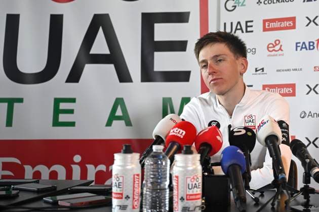 Ronde van Vlaanderen 2025 press conference, PK, Pressekonferenz OUDENAARDE, BELGIUM - April 3 : Pogacar Tadej (SLO) of UAE Team Emirates - XRG talking to the press during a press conference prior to the 109th edition of the Ronde van Vlaanderen, an UCI World Tour cycling race for Men Elite with start in Bruges and finish in Oudenaarde after 268,9 km on April 3, 2025 in Oudenaarde, Belgium, 03 04 2025 Oudenaarde Belgium  Copyright: xNicoxVereeckenx