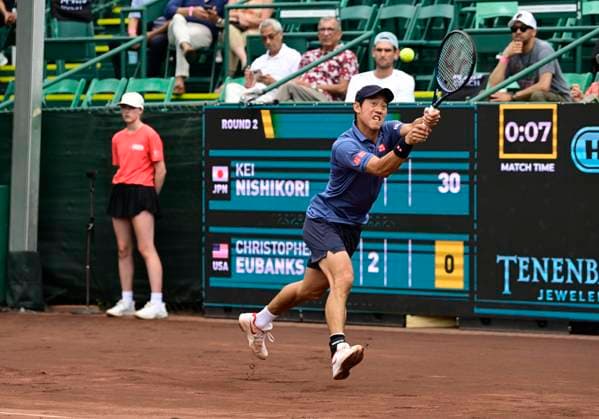 Sport Bilder des Tages April 3, 2025, Houston, Tx, United States of America: KEI NISHIKORI in the tennis match between Kei Nishikori (JPN) and Christopher Eubanks (USA) during U.S. Men s Clay Court Championships on April 3, 2025 at the River Oaks Country Club in Houston, Texas. Houston United States of America - ZUMAw132 0809032884st Copyright: xTomxWalkox