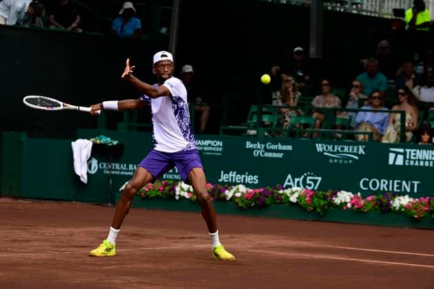 April 3, 2025, Houston, Tx, United States of America: CHRISTOPHER EUBANKS in the tennis match between Kei Nishikori (JPN) and Christopher Eubanks (USA) during U.S. Men s Clay Court Championships on April 3, 2025 at the River Oaks Country Club in Houston, Texas. Houston United States of America - ZUMAw132 0809032894st Copyright: xTomxWalkox