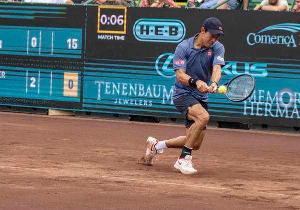 April 3, 2025, Houston, Tx, United States of America: KEI NISHIKORI in the tennis match between Kei Nishikori (JPN) and Christopher Eubanks (USA) during U.S. Men s Clay Court Championships on April 3, 2025 at the River Oaks Country Club in Houston, Texas. Houston United States of America - ZUMAw132 0809032907st Copyright: xTomxWalkox