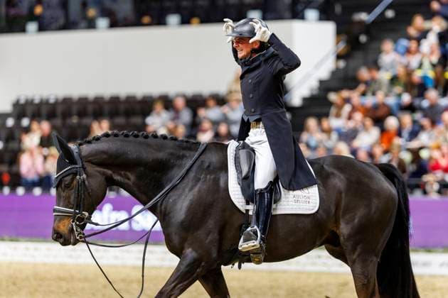 Bilder des Jahres 2025, Sport 04 April Sport Bilder des Tages BASEL - FEI World Cupâ ¢ Finals 2025, BASEL - FEI World Cupâ ¢ Finals 2025 POTTIER Corentin (FRA), Gotilas du Feuillard Grand Hotel Les Trois Rois FEI Dressage World Cupâ ¢ Final CSI-W - Grand Prix de Dressage Basel, St. Jakobshalle 04. April 2025 - *** BASEL FEI World Cupâ ¢ Finals 2025, BASEL FEI World Cupâ ¢ Finals 2025 POTTIER Corentin FRA , Gotilas du Feuillard Grand Hotel Les Trois Rois FEI Dressage World Cupâ ¢ Final CSI W Grand Prix de Dressage Basel, St Jakobshalle 04 April 2025