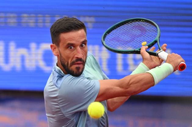 Tiriac Open, tennis, tenis, open, bucharest, damir dzumhur, pedro martinez Damir Dzumhur of Bosnia in action against Pedro Martinez of Spain during the Tiriac Open game in Bucharest, Romania, April 04, 2025. Alex Nicodim Imago Images Copyright: xAlexxNicodimx