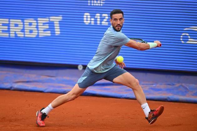 Tiriac Open, tennis, tenis, open, bucharest, damir dzumhur, pedro martinez Damir Dzumhur of Bosnia in action against Pedro Martinez of Spain during the Tiriac Open game in Bucharest, Romania, April 04, 2025. Alex Nicodim Imago Images Copyright: xAlexxNicodimx