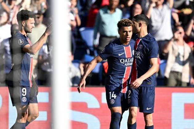 Paris Saint-Germain v Angers SCO - Ligue 1 McDonald s 2024 2025 09 Goncalo MATIAS RAMOS (psg) - 14 Desire DOUE (psg) during Ligue 1 McDonald s match between Paris and Angers at Parc des Princes on April 5, 2025 in Paris, France. Paris France  Copyright: xFEPx 776304742