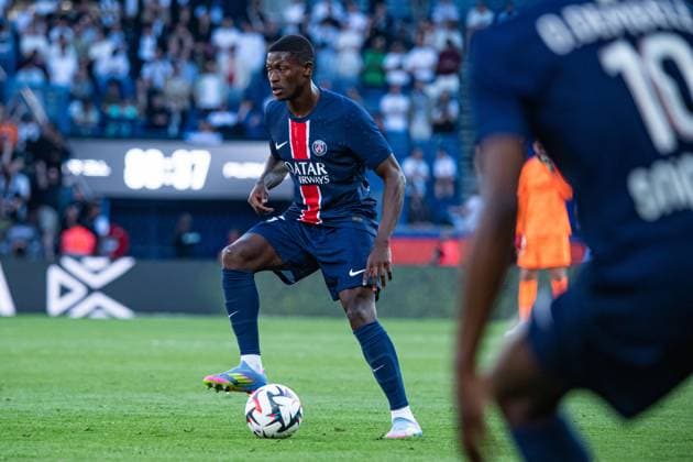 FOOTBALL Paris SG vs Angers SCO - Ligue 1 - JournÃ e 28 - 05 04 2025 Nuno Mendes (Paris SG) ParisFrance  Copyright: xBaptistexAutissierx