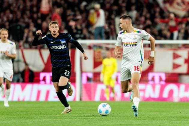 2. Fußball Bundesliga: 1. FC Köln - Hertha BSC Berlin; 05.04.2025 Tim Lemperle (1. FC Köln, 19) am Ball 2. Fußball Bundesliga, 1. FC Köln - Hertha BSC Berlin, Köln, RheinEnergiestadion am 05.04.2025 DFL REGULATIONS PROHIBIT ANY USE OF PHOTOGRAPHS AS IMAGE SEQUENCES AND OR QUASI-VIDEO.