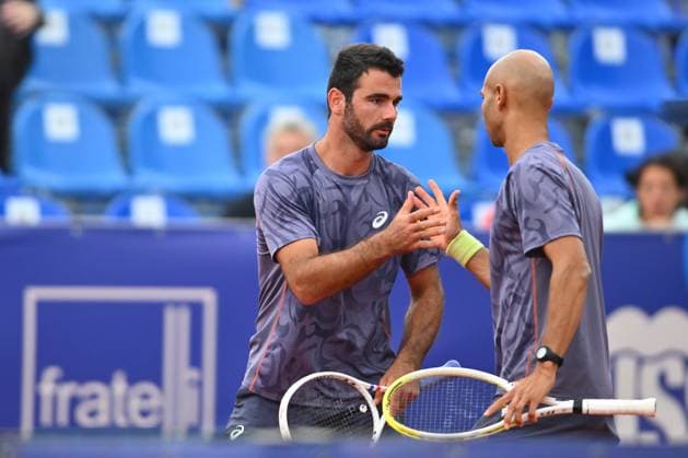 TIRIAC OPEN 2025, BUCHAREST, ATP, Tennis Herren 250 Sadio Doumbia and Fabien Reboul of France play against Marius Copil and Luca Preda of Romania during the Tiriac Open doubles match in Bucharest, Romania, on April 4, 2025. Bucharest Romania  Copyright: xAlexxNicodimx originalFilename:nicodim-tiriacop250405_npHHI.jpg