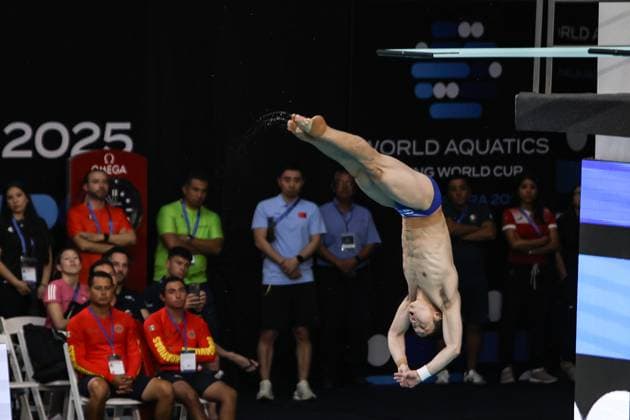 (250406) -- GUADALAJARA, April 6, 2025 -- Wang Zongyuan of China competes during the men s 3m springboard final at the World Aquatics Diving World Cup 2025 in Guadalajara, Jalisco, Mexico, on April 5, 2025. (Photo by Xinhua) (SP)MEXICO-JALISCO-GUADALAJARA-DIVING-WORLD CUP-MEN S 3M SPRINGBOARD-FINAL DianaxMarquez 