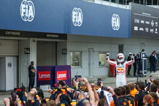 (250406) -- SUZUKA, April 6, 2025 -- Winner Red Bull Racing s Dutch driver Max Verstappen celebrates after the Formula One Japanese Grand Prix 2025 at the Suzuka Circuit in Suzuka, Japan, April 6, 2025. (Photo by Xinhua) (SP)JAPAN-SUZUKA-F1-GRAND PRIX-RACE QianxJun 