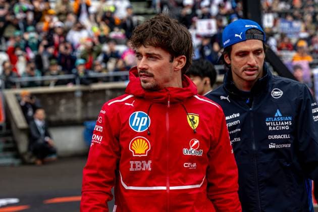 SUZUKA, JAPAN: Charles Leclerc, racing for the Ferrari team during the 2025 Formula 1 Japanese Grand Prix at the Suzuka International Racing Course in Suzuka, Japan